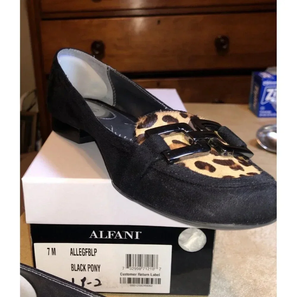 Alfani Step N Flex Shoes Womens 7M Animal Print Allegra Slip On Flats Toe Rare - Picture 4 of 7